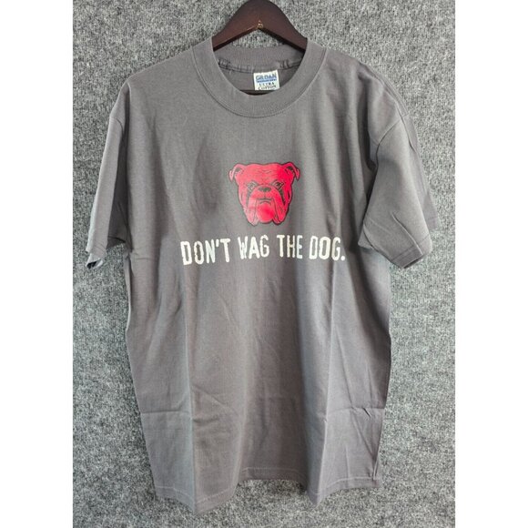 Vintage Y2K 2000s Dont't Wag the Dog Tshirt Dark Gray Red Graphic 100% Cotton - Picture 1 of 7